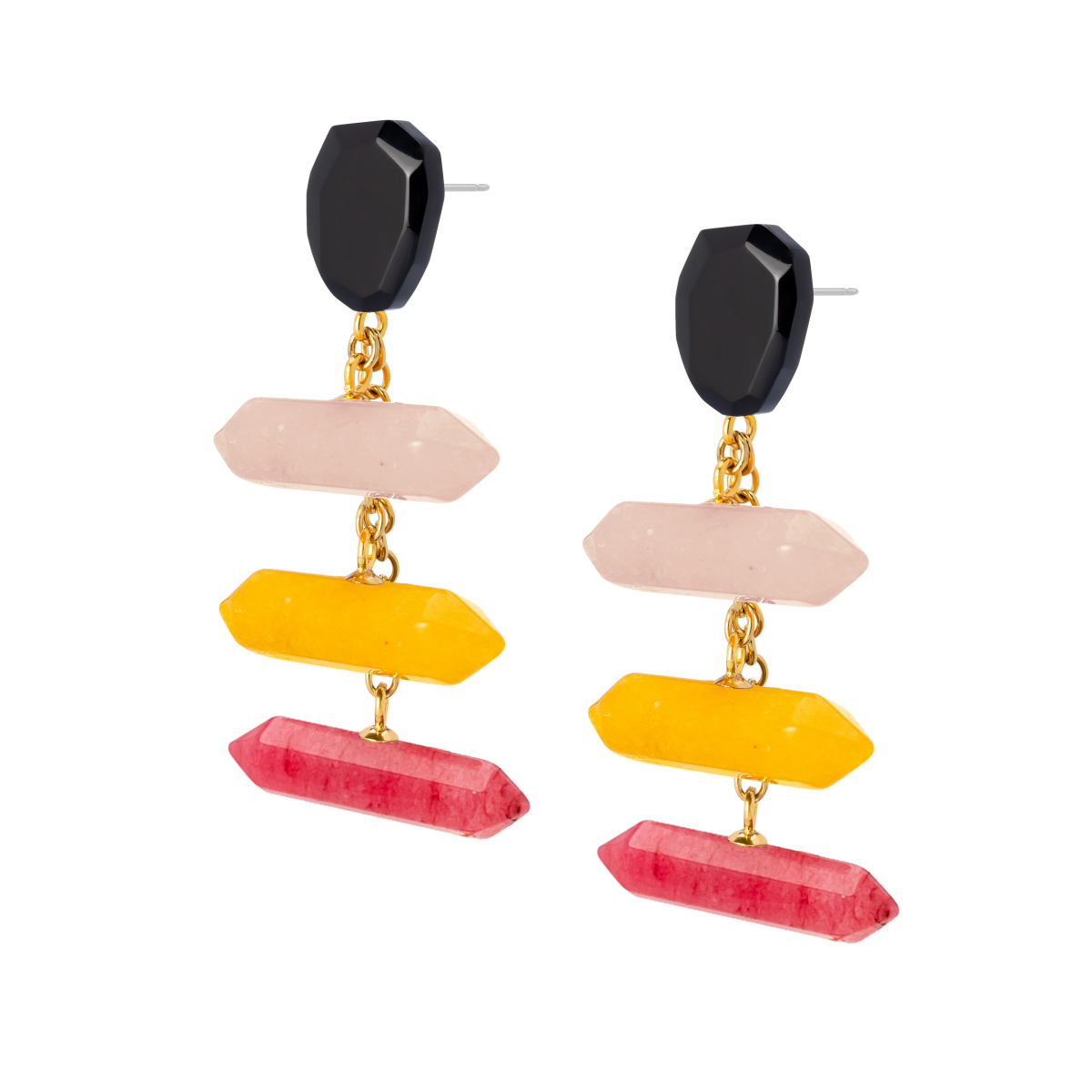 PENDIENTES SOFIA DE CUERNO CON TRES BARRAS -...