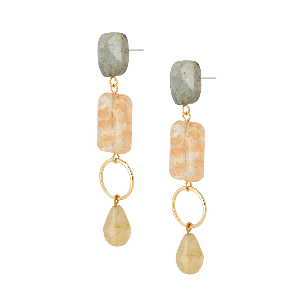 MARINA MULTICOLOR STONE THREE DROP EARRING