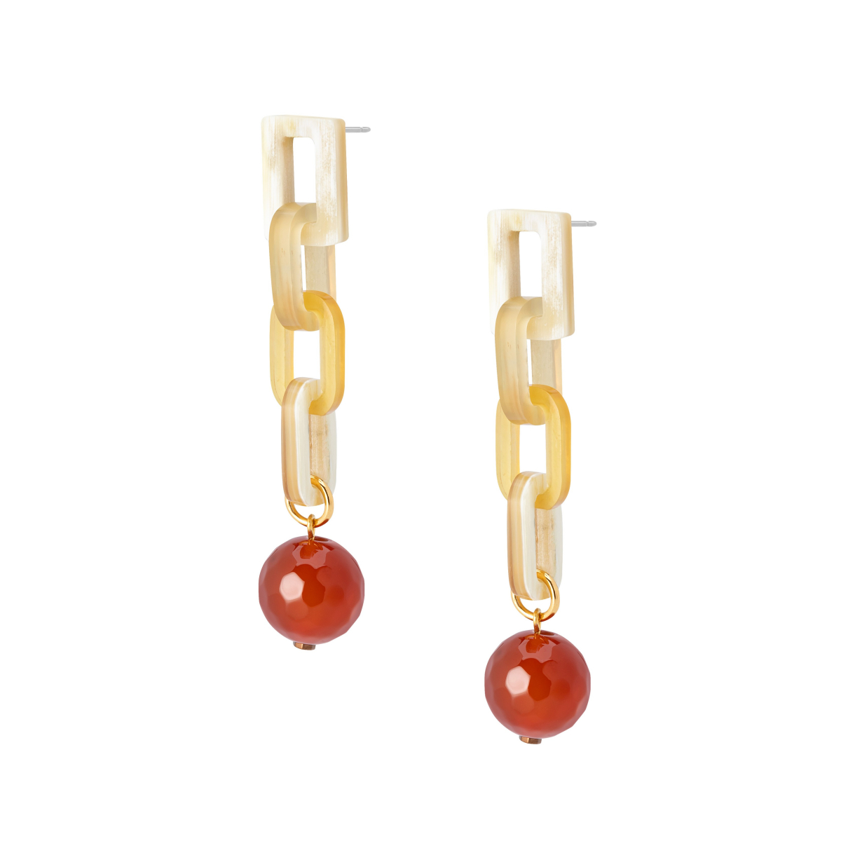 TALIA HORN CHAIN EARRINGS ORANGE