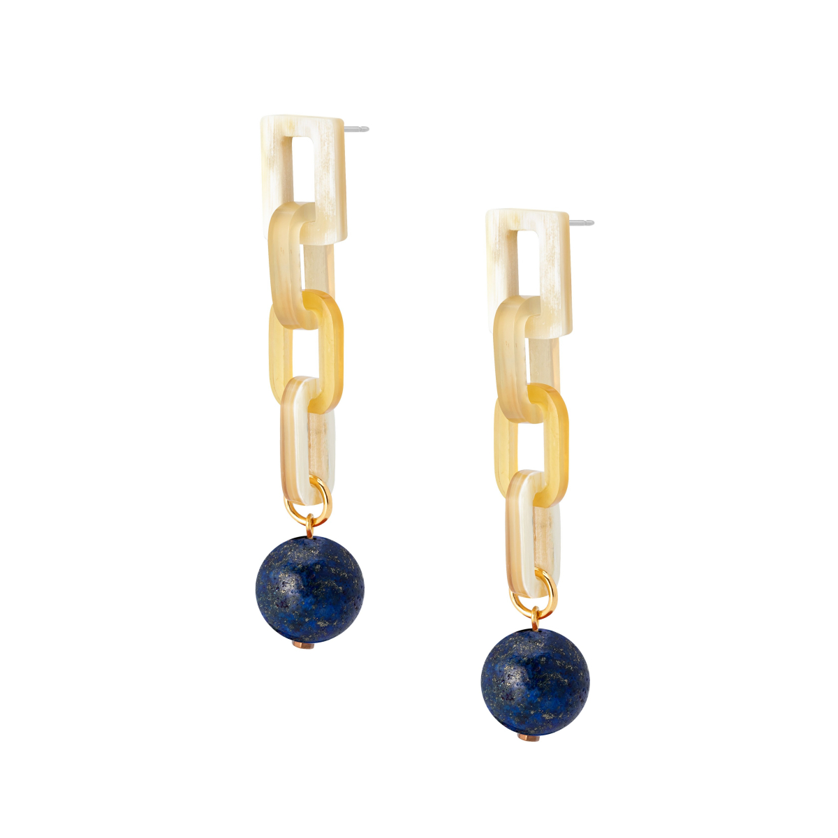 TALIA HORN CHAIN EARRINGS BLUE