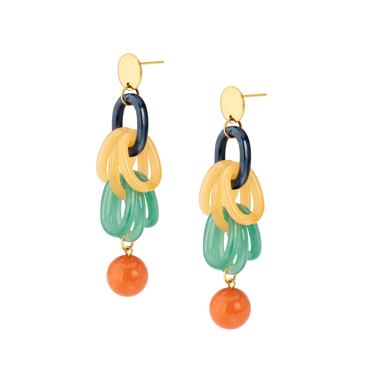 THREE HUE RESIN LINKS AMBRA EARRINGS