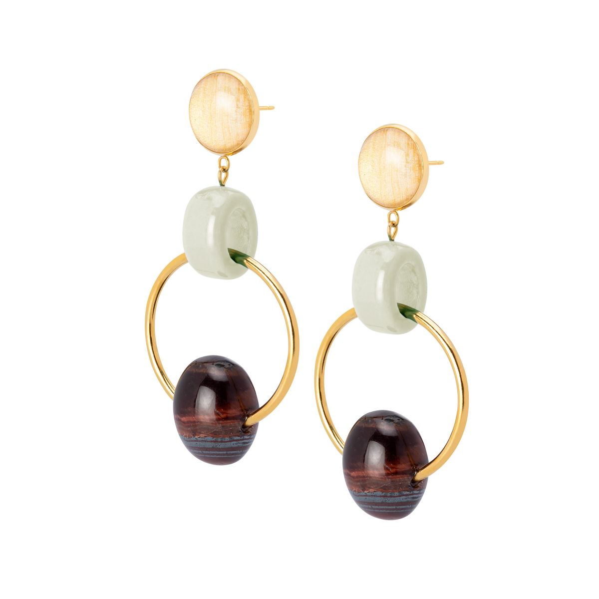 COPERNICO RED TIGER´S EYE DOORKNOCKER EARRINGS...