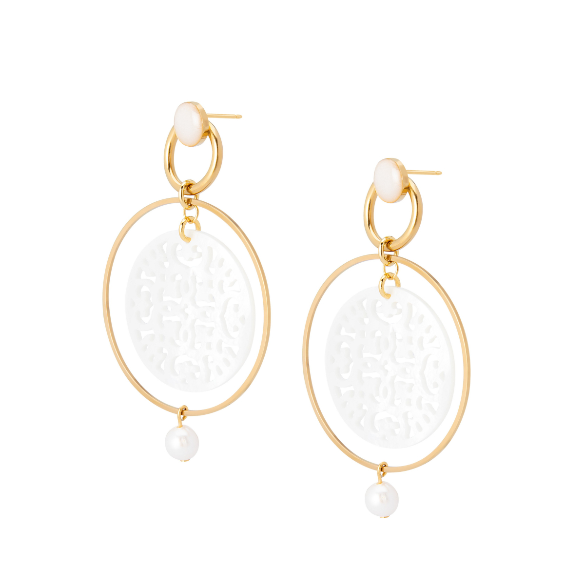 ANNA MOTHER-OF-PEARL HOOP EARRINGS
