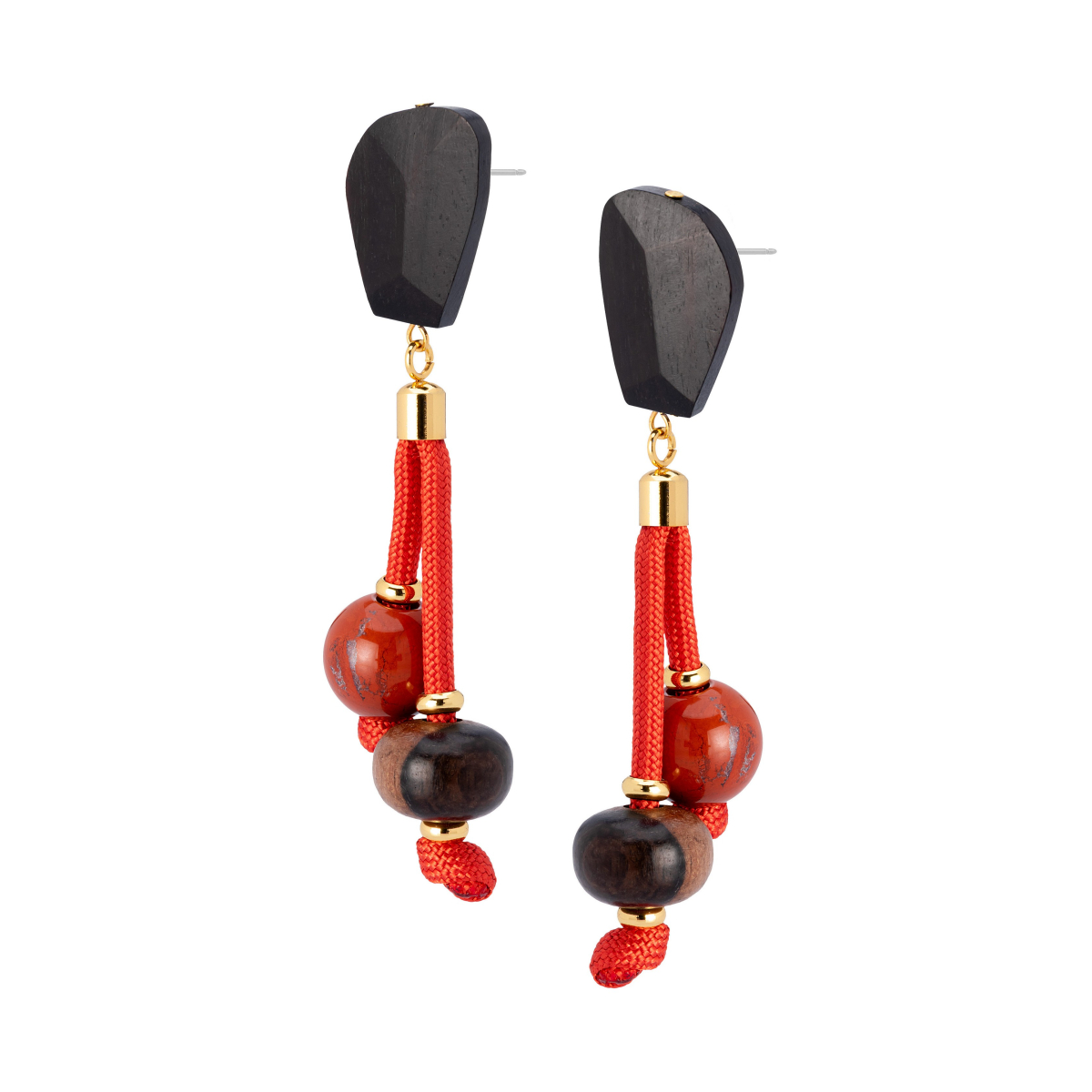 LIVIA DOUBLE DROP RED JASPER AND EBONY EARRINGS