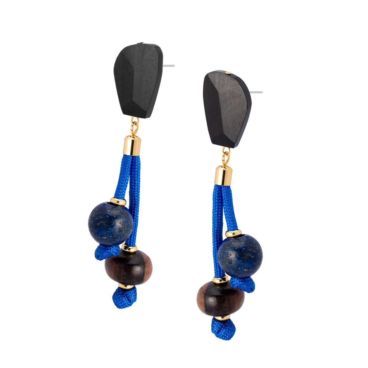 LIVIA DOUBLE DROP LAPIS AND EBONY EARRINGS