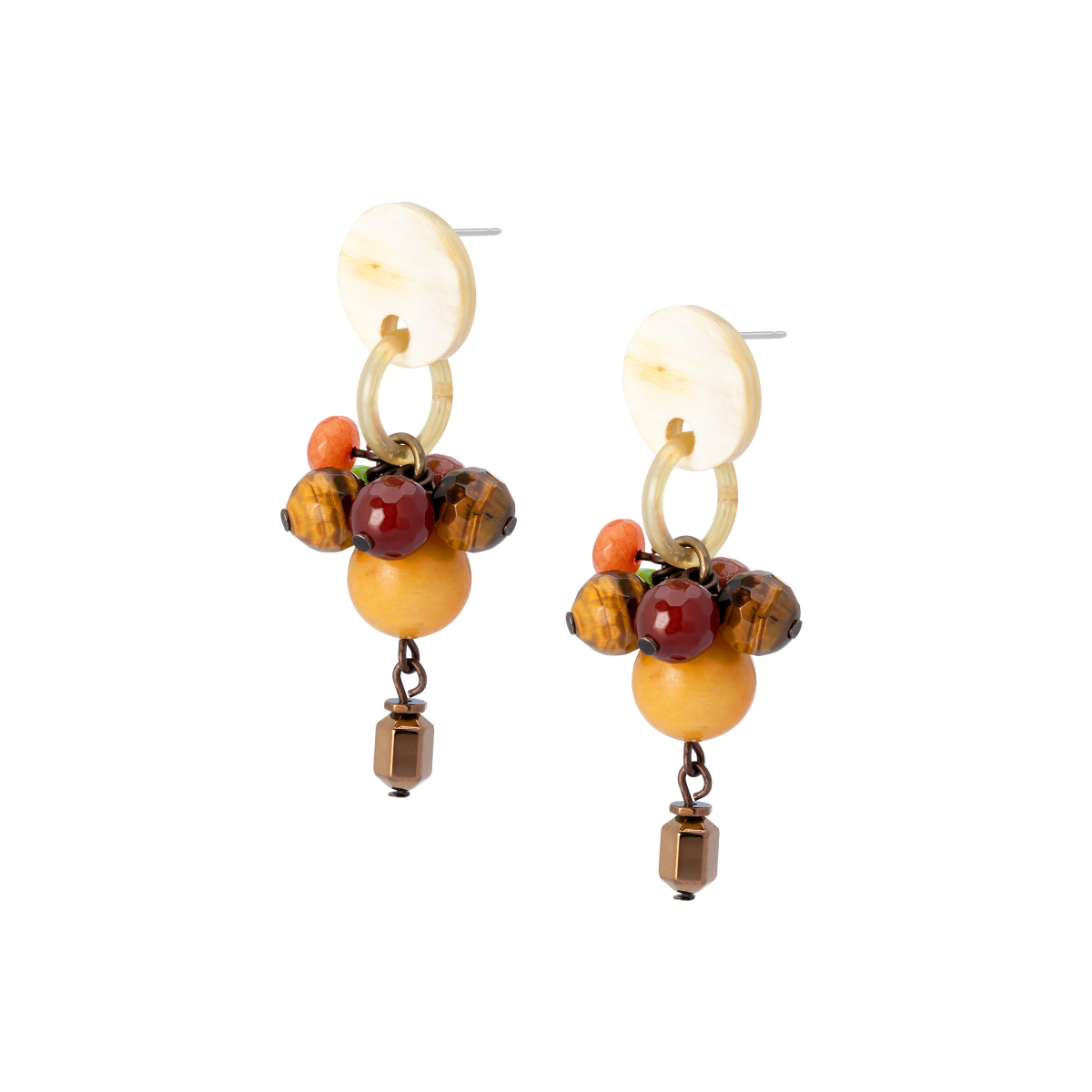 CLAUDIA BUNCH EARRINGS WITH STONES AND HORN ORANGE