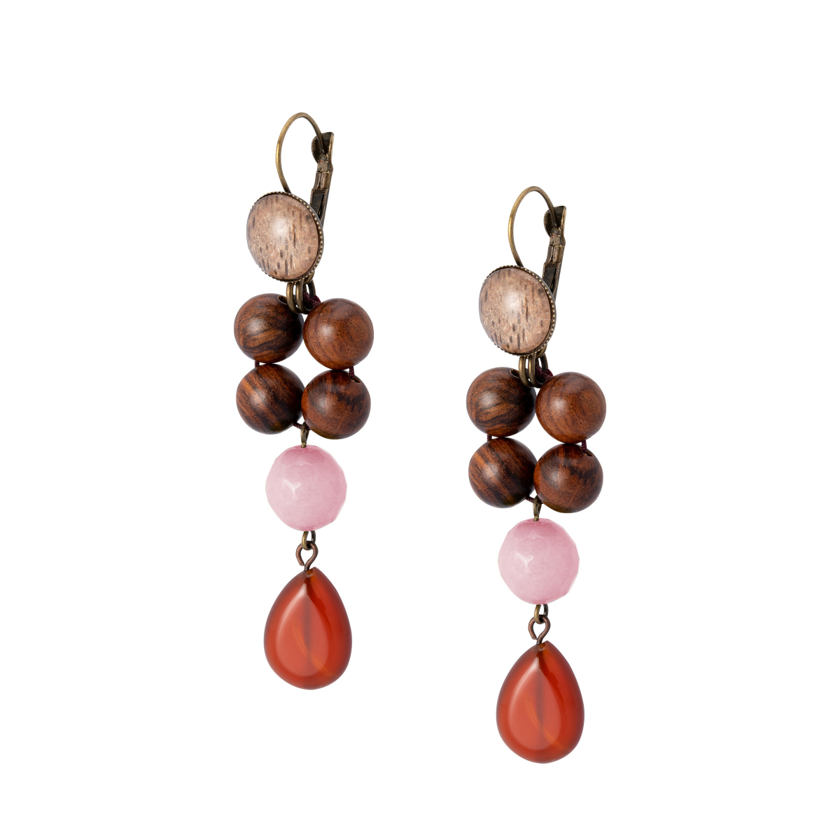SIENA CARNELIAN TEARDROP EARRINGS PINK