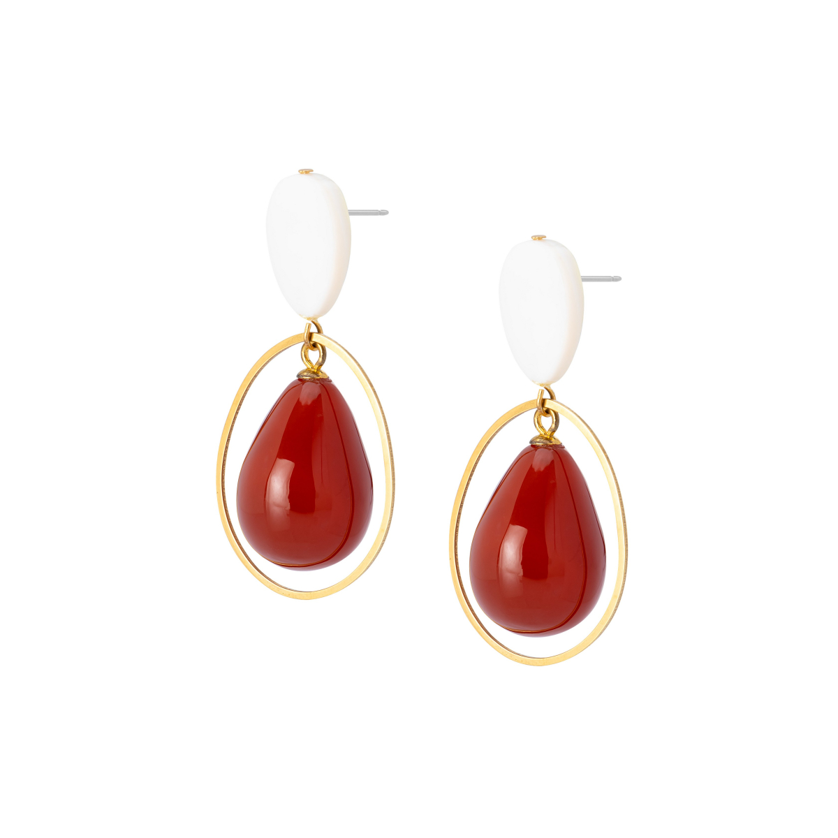 JILL MOTHER OF PEARL CARNELIAN EARRINGS