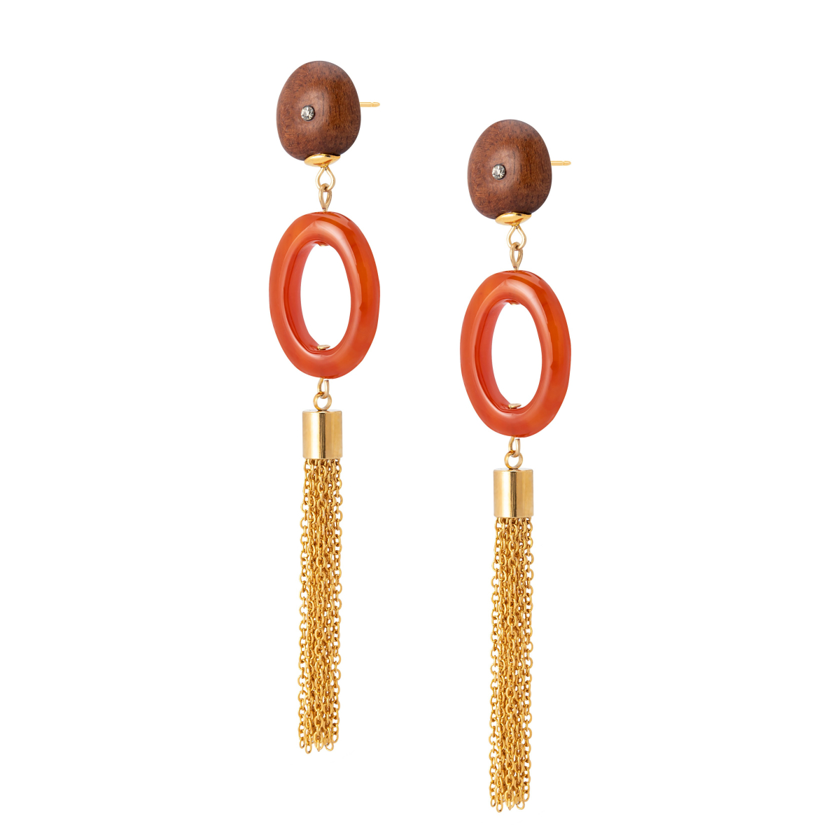 ERIN CORNELIAN AND EBONY  EARRINGS TASSEL