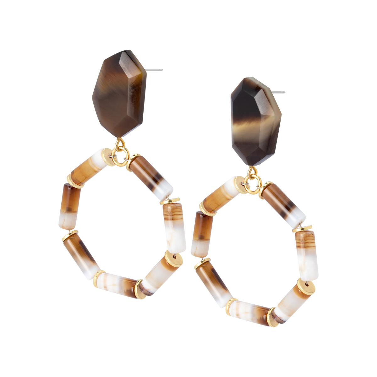 BEL AGATE AND HORN DOORKNOCKER EARRINGS