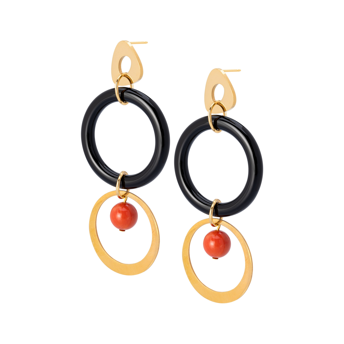 BEL ONYX AND CORAL EARRINGS