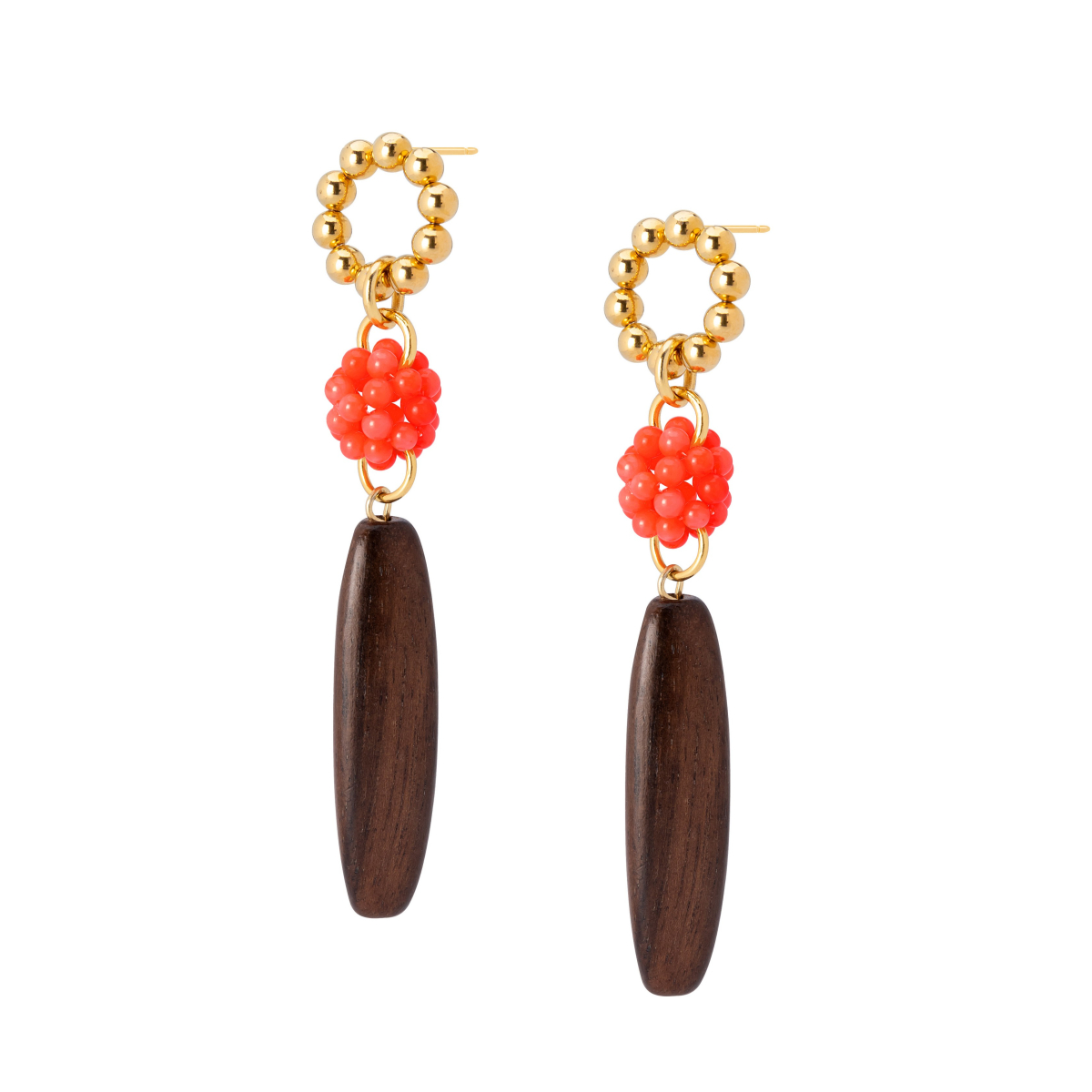 BEL CORAL BEADED SPHERE EARRINGS