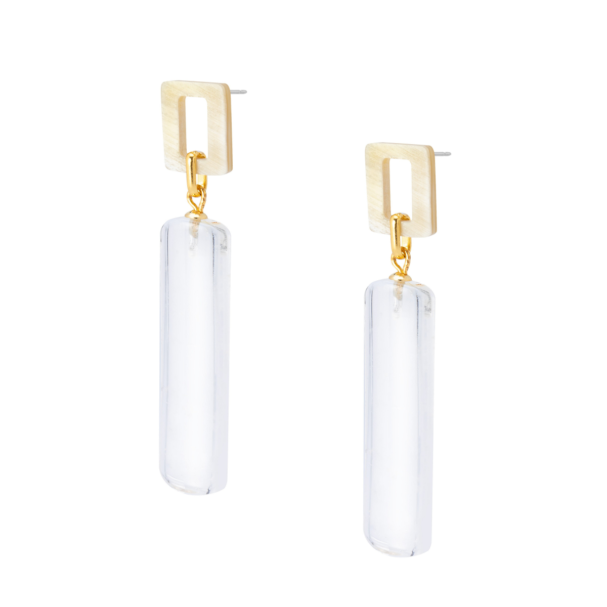 PENDIENTES MELISSA CON CUERNO Y BARRA DE CUARZO