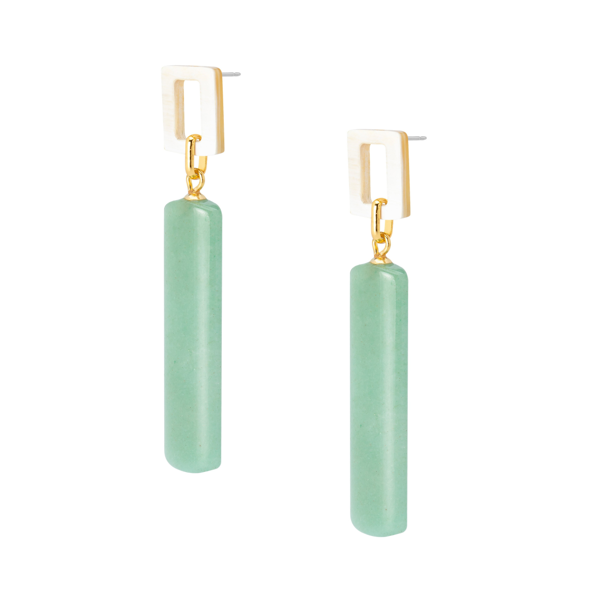PENDIENTES MELISSA CON CUERNO Y BARRA DE JADE