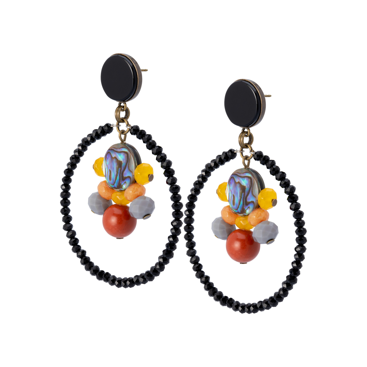 INNA ABALON SHELL HOOP EARRINGS ORANGE