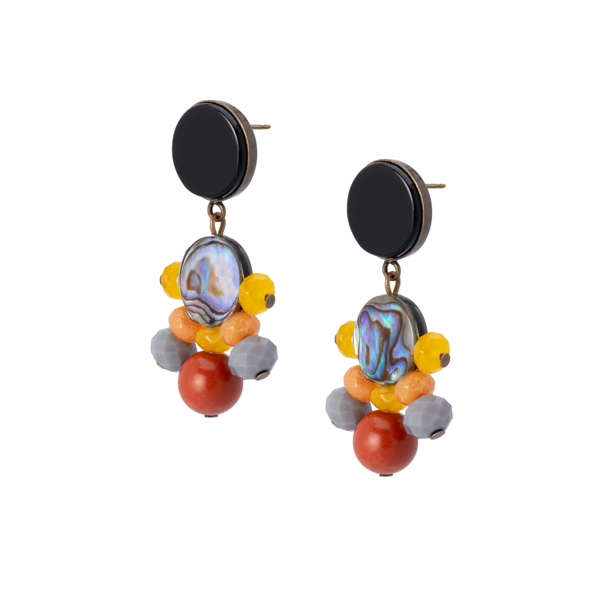 INNA ABALON EARRINGS ORANGE