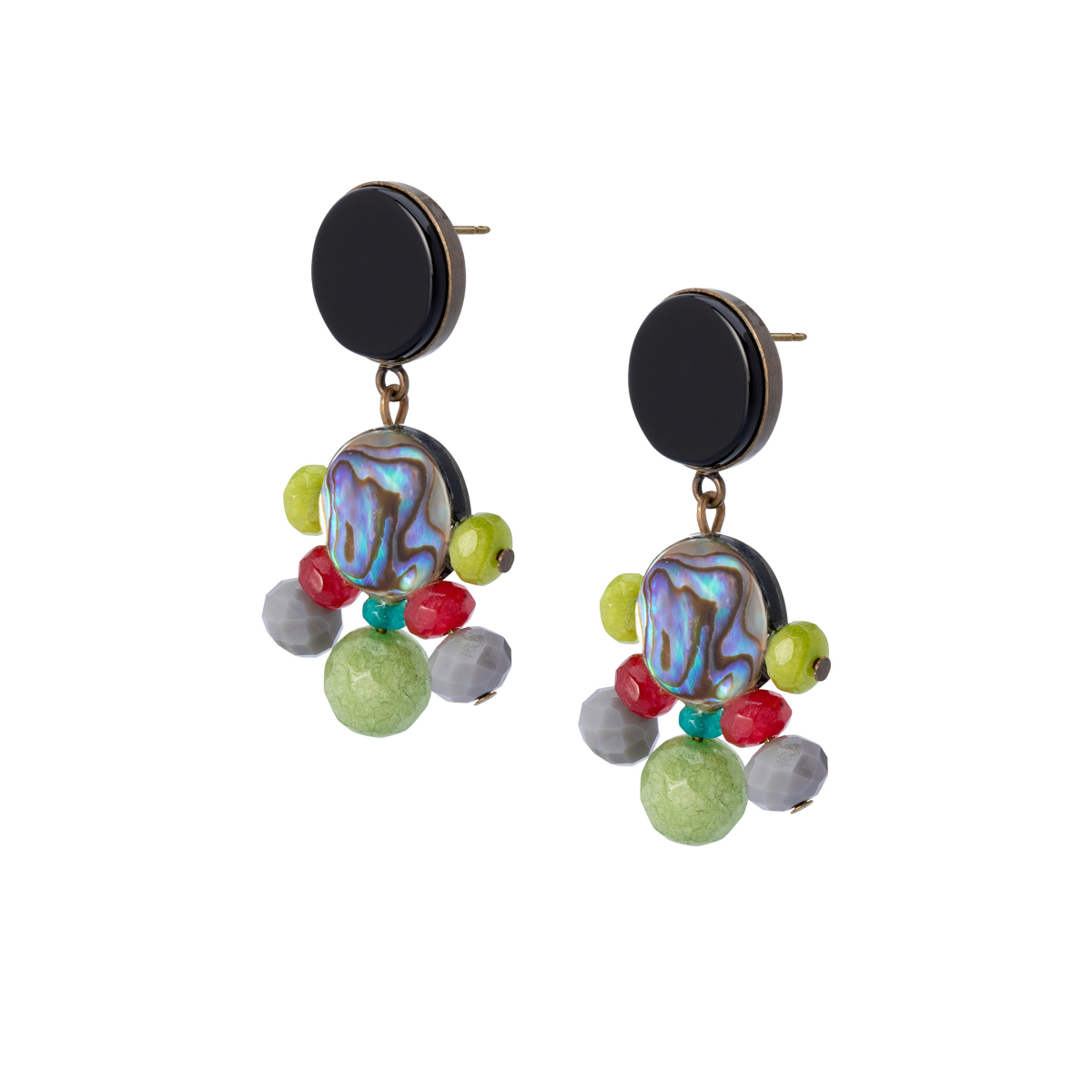 INNA ABALON EARRINGS GREEN