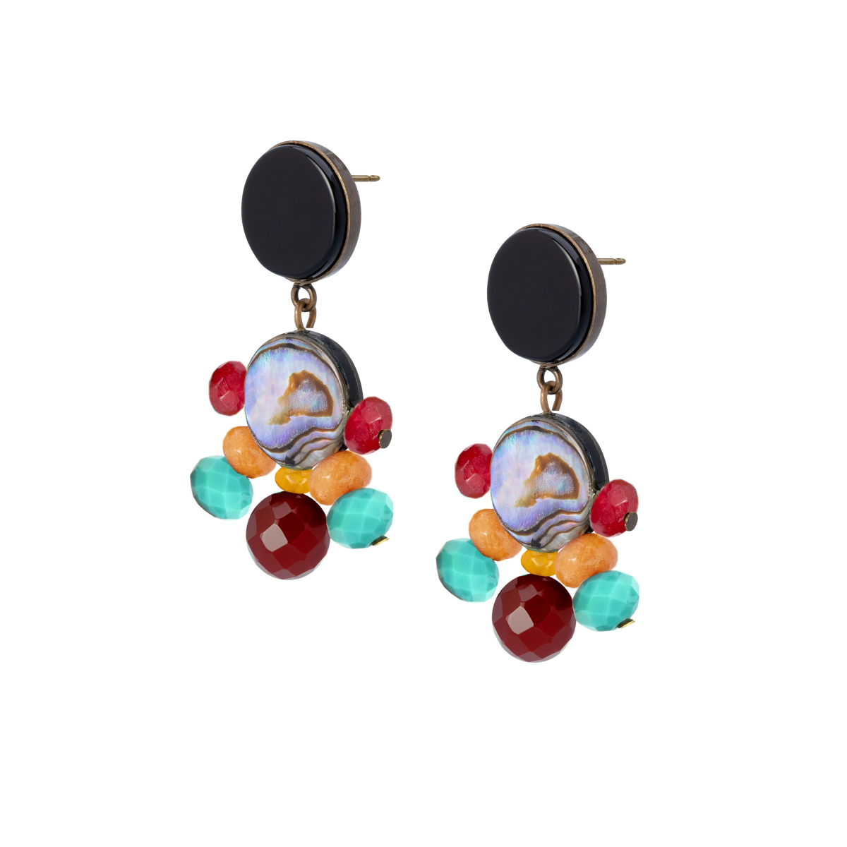 INNA ABALON EARRINGS BURGUNDY
