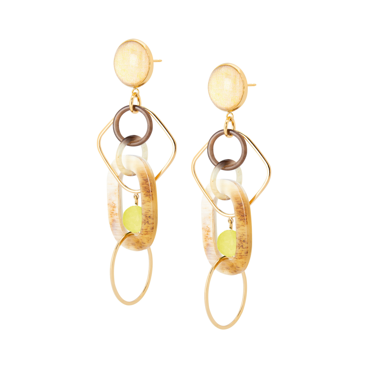 AYAKO CHAOTIC HORN DANGLE EARRINGS YELLOW