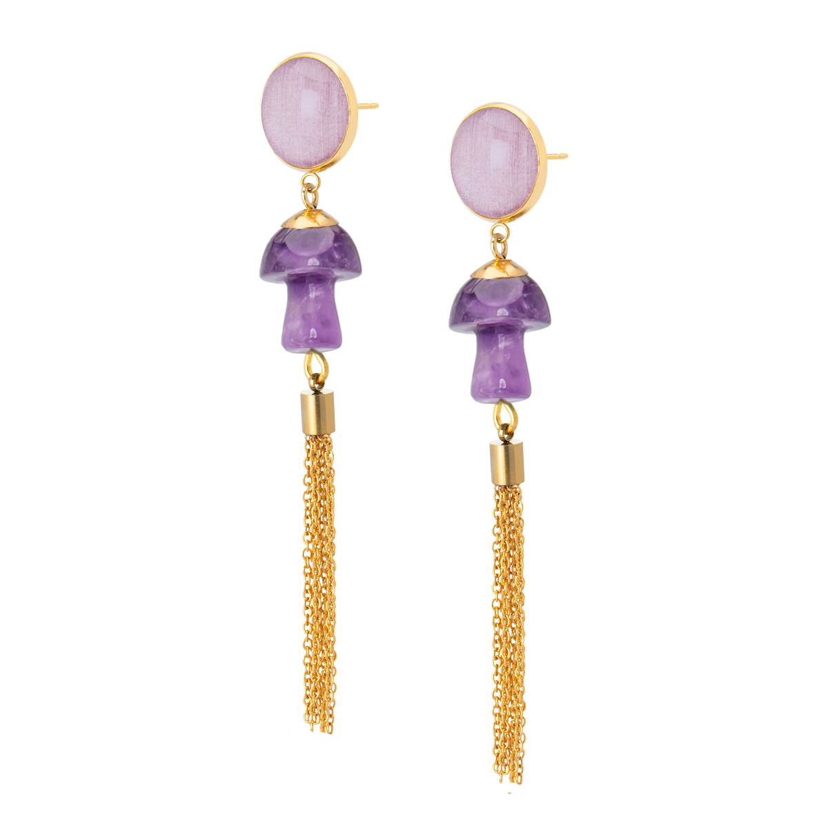 DAVINIA AMETHYST MUSHROOMS TASSEL EARRINGS