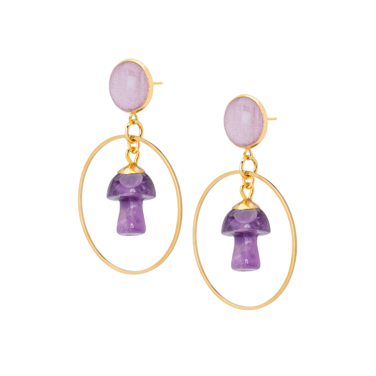 DAVINIA AMETHYST MUSHROOMS HOOP EARRINGS
