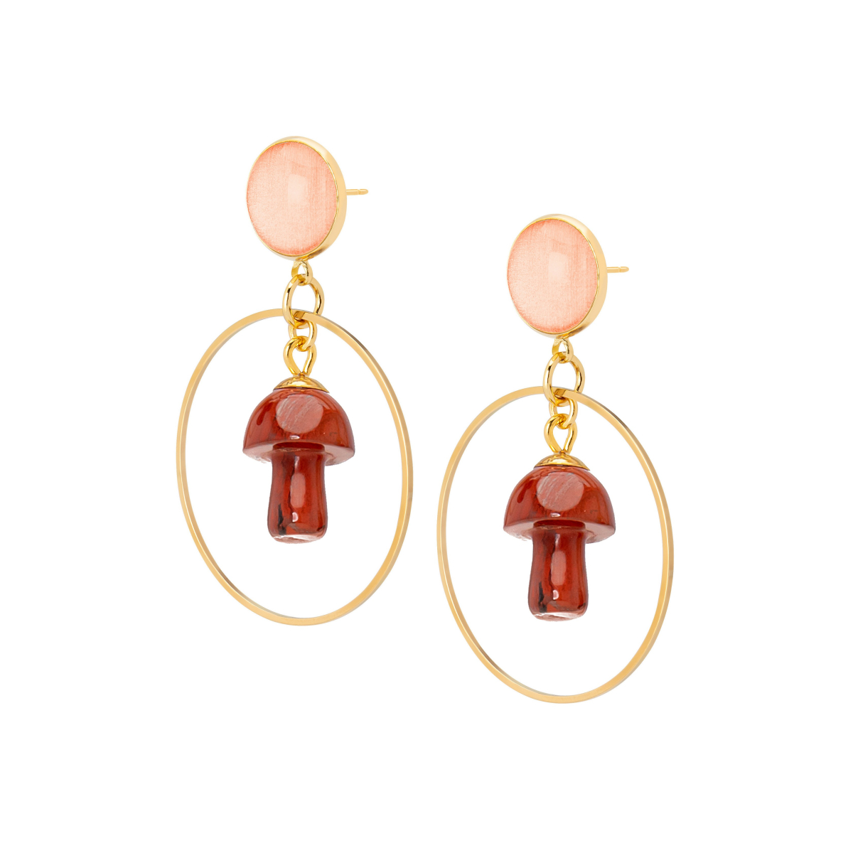 DAVINIA RED JASPER MUSHROOMS HOOP EARRINGS