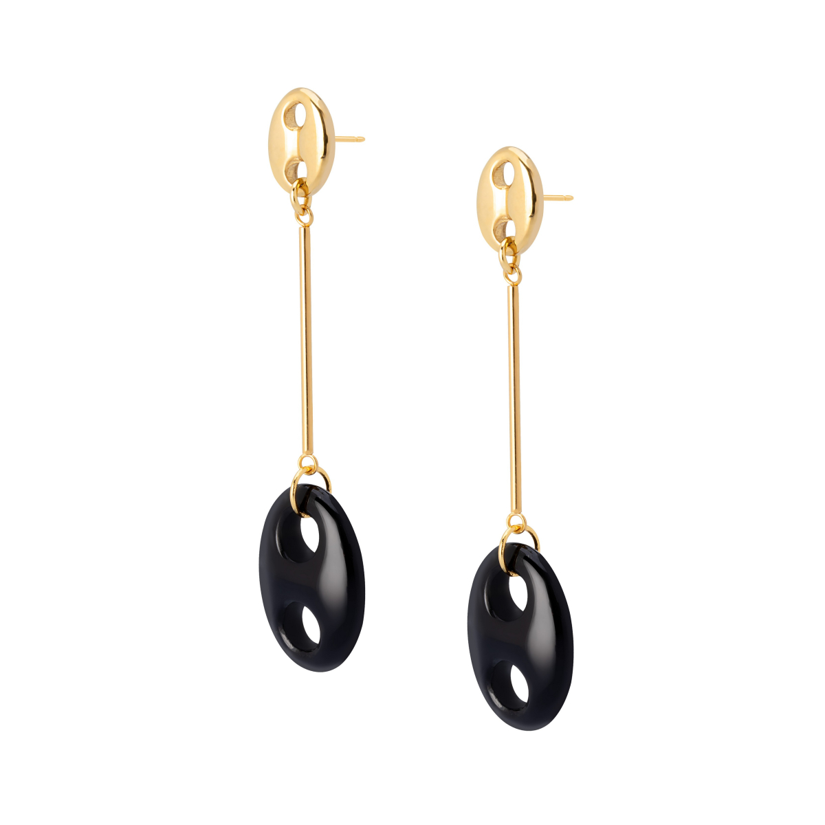 PACIFICO ONYX MARINE LINK EARRINGS