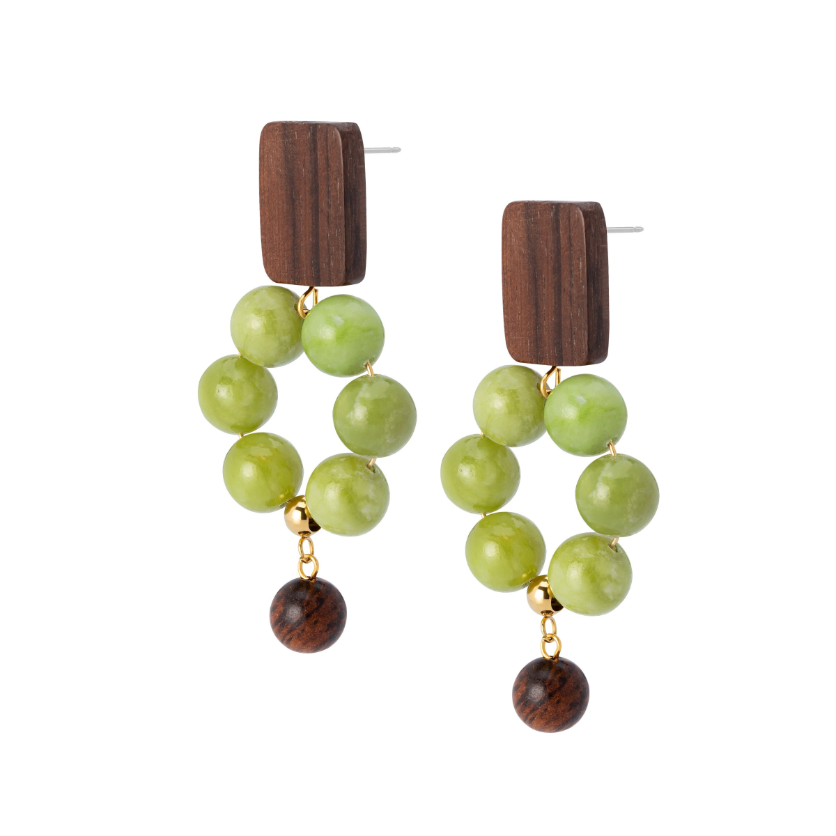 PENDIENTES ELENA ARO CON ÁGATA Y ÉBANO VERDE