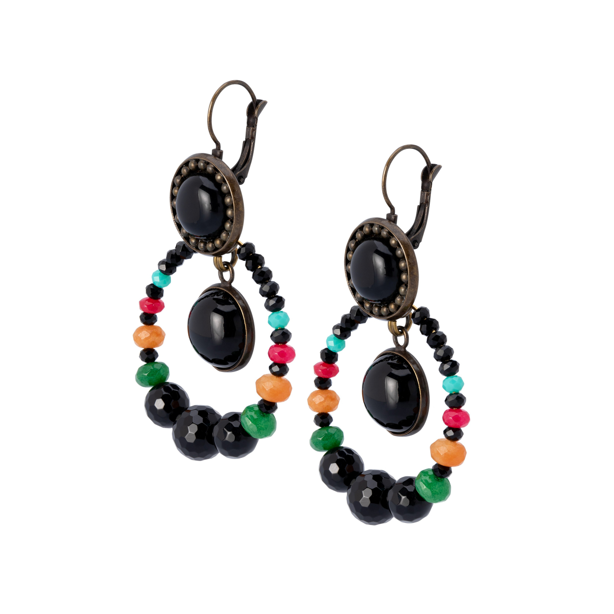 MARLETT ONYX HOOP EARRINGS BLACK