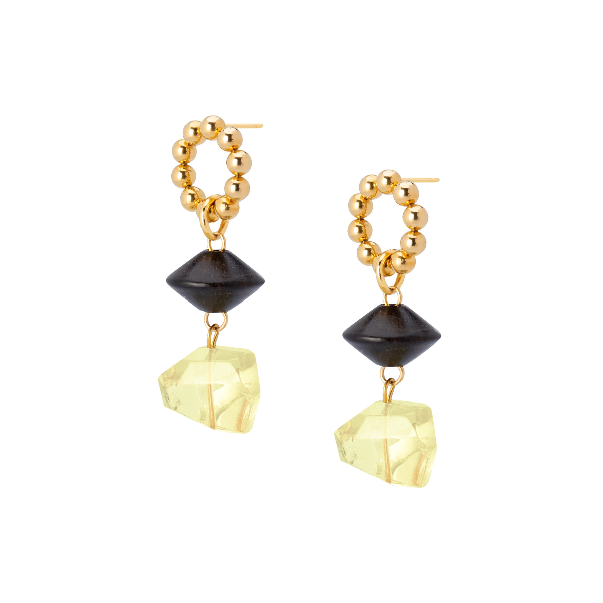 GABRIELLA CITRINE AND EBONY SMALL EARRINGS