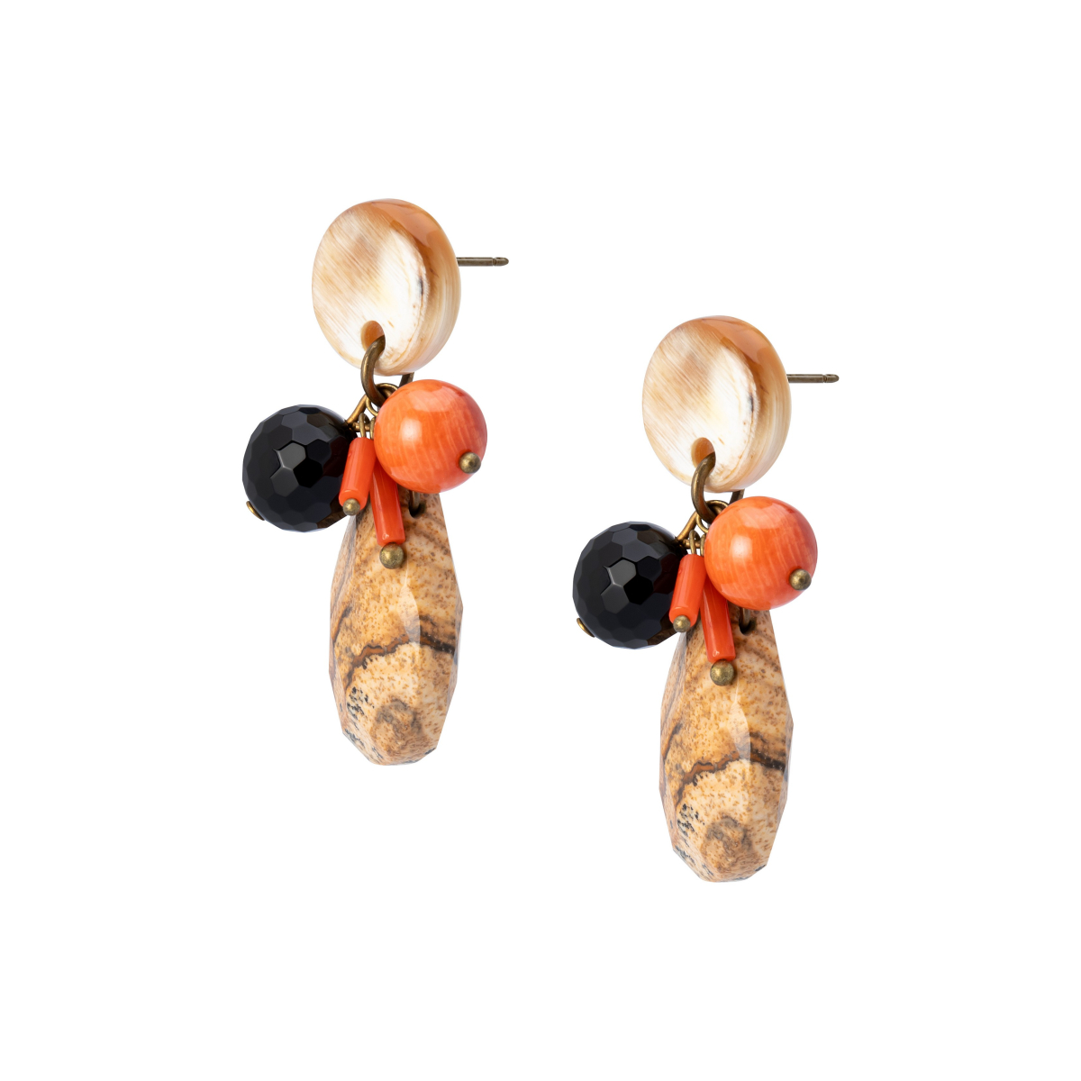 PENDIENTES GAIA CON JASPE PAISAJE Y ÓNIX