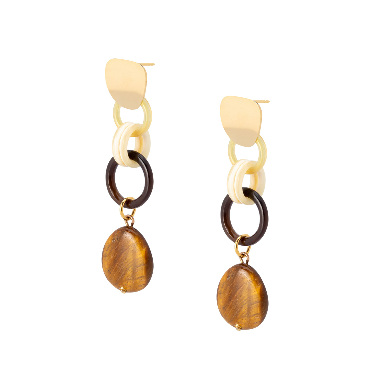 AMINA TIGERS EYE TEARDROP EARRINGS