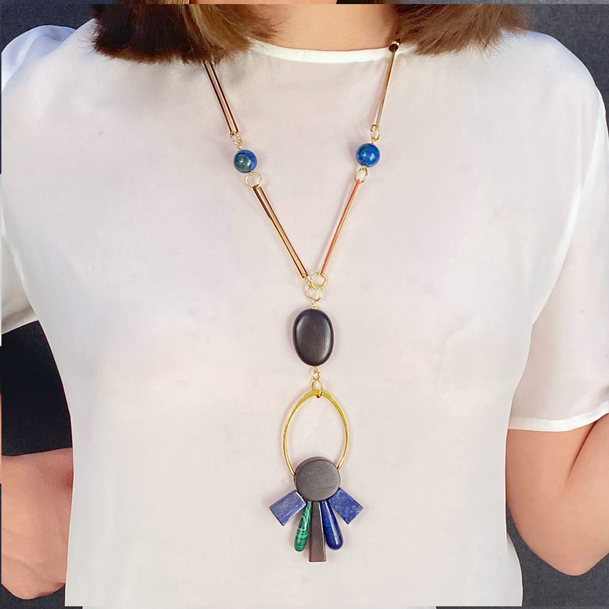 CECILE LAPIS AND EBONY NECKLACE