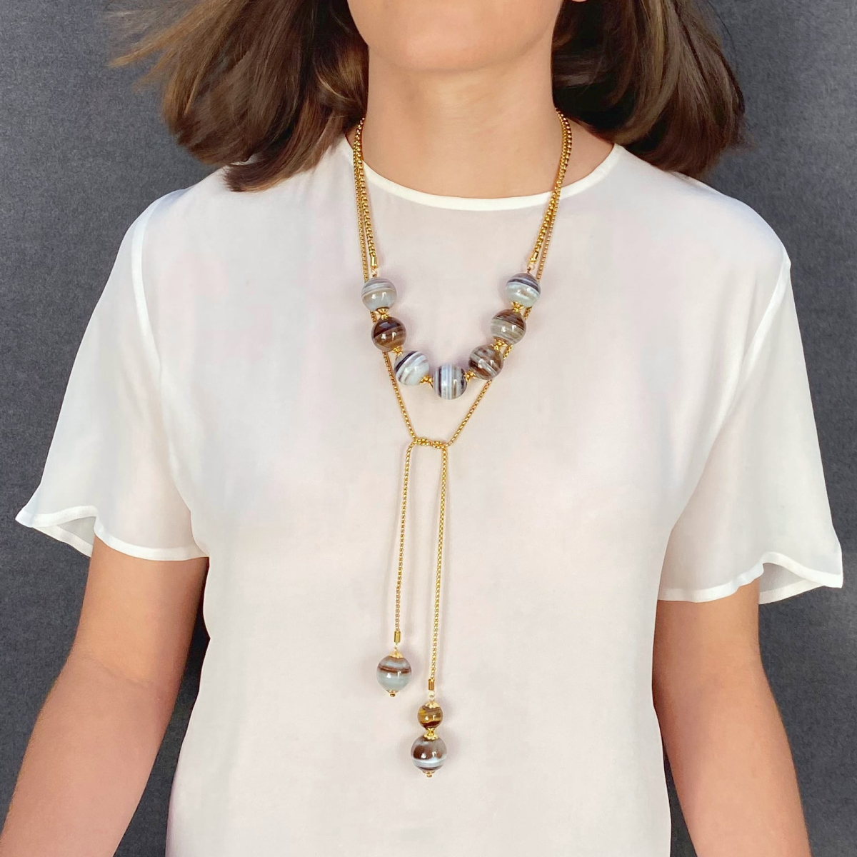 DANIELLA AGATE LARGE BALLS NECKLACE