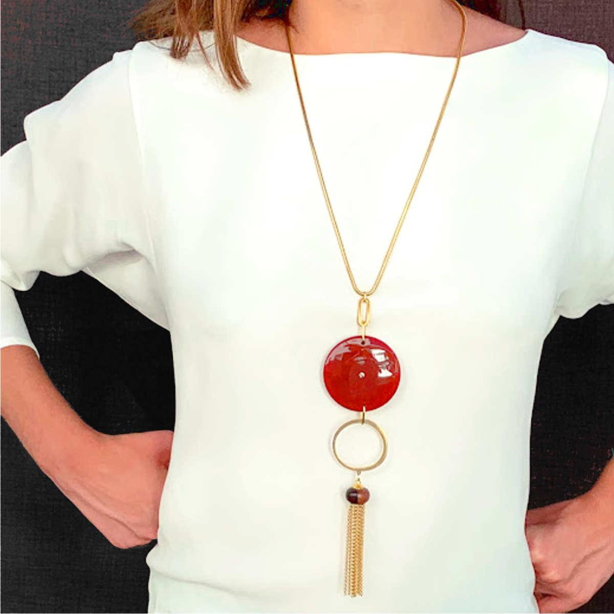 ERIN CORNELIAN AND EBONY NECKLACE