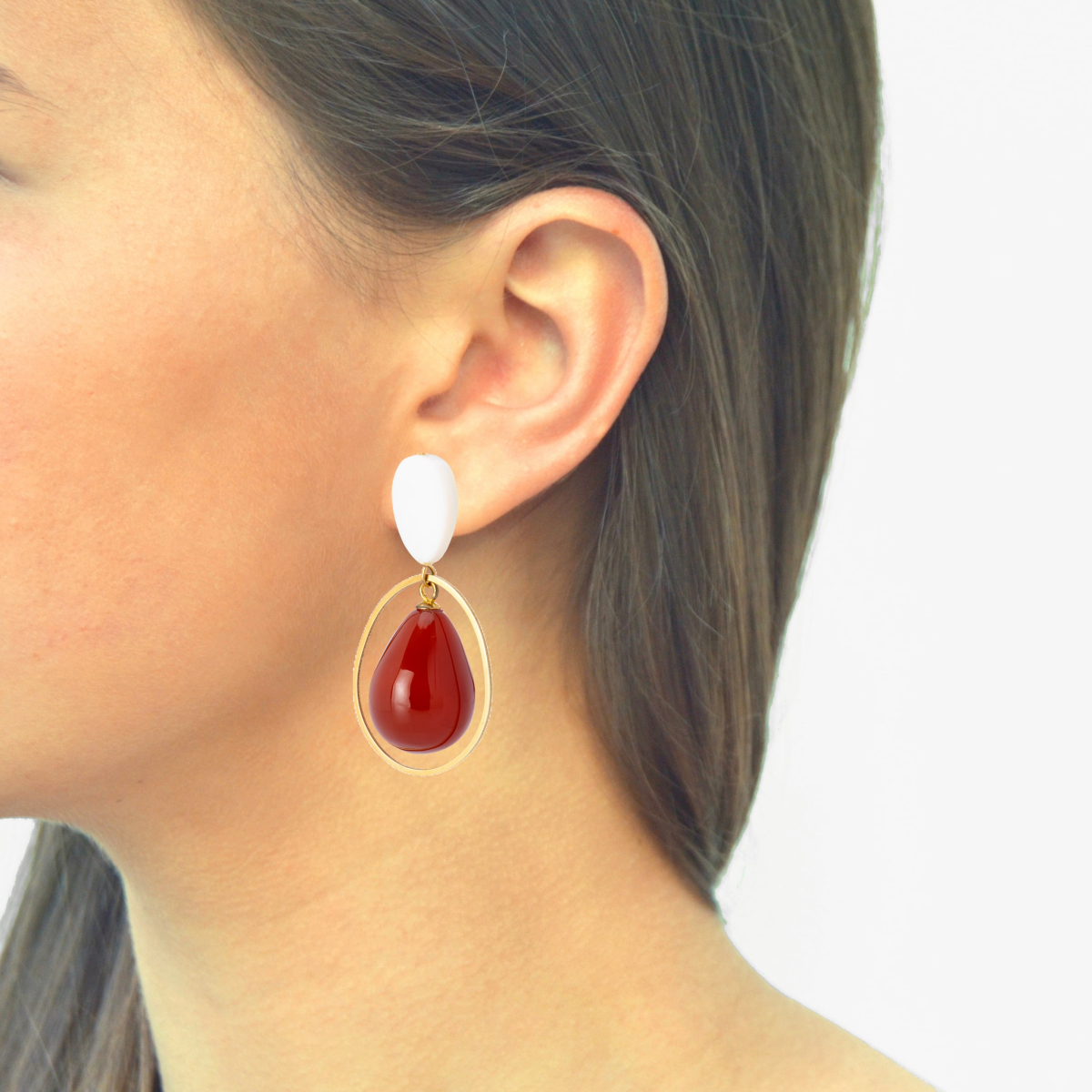 JILL MOTHER OF PEARL CARNELIAN EARRINGS