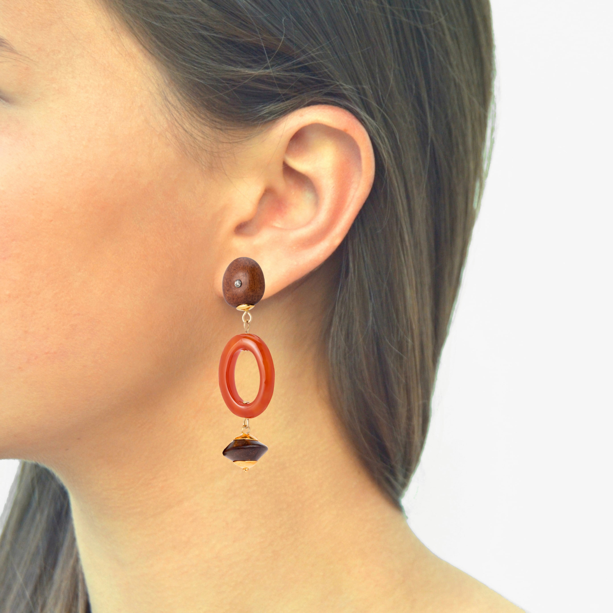 ERIN CORNELIAN AND EBONY  EARRINGS
