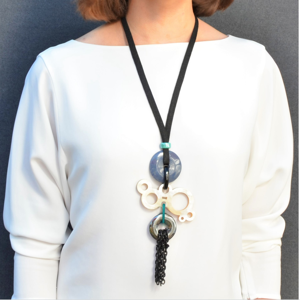 BUKI HORN SLIDER NECKLACE TURQUOISE