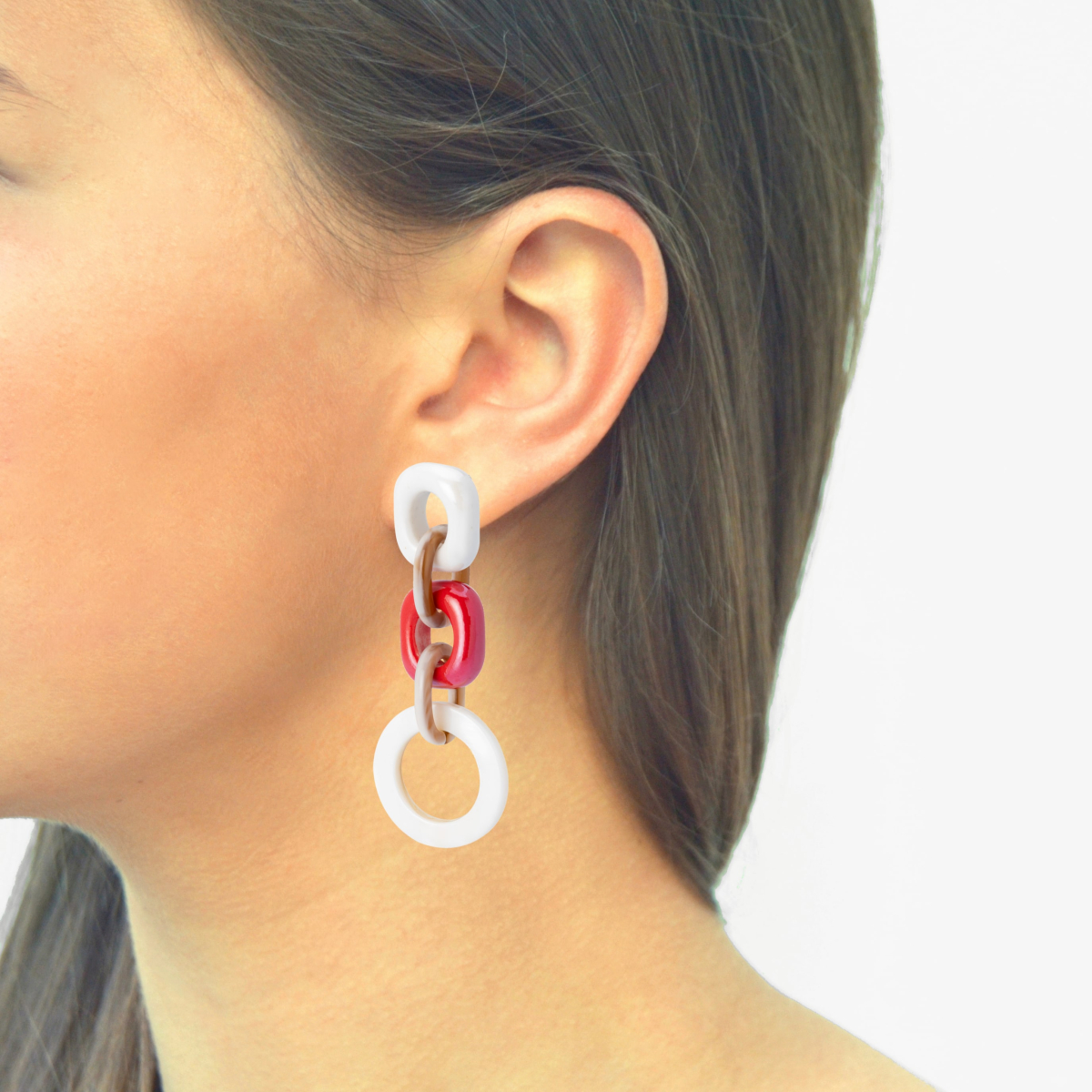 DUNA THREE LINK RED EARRINGS