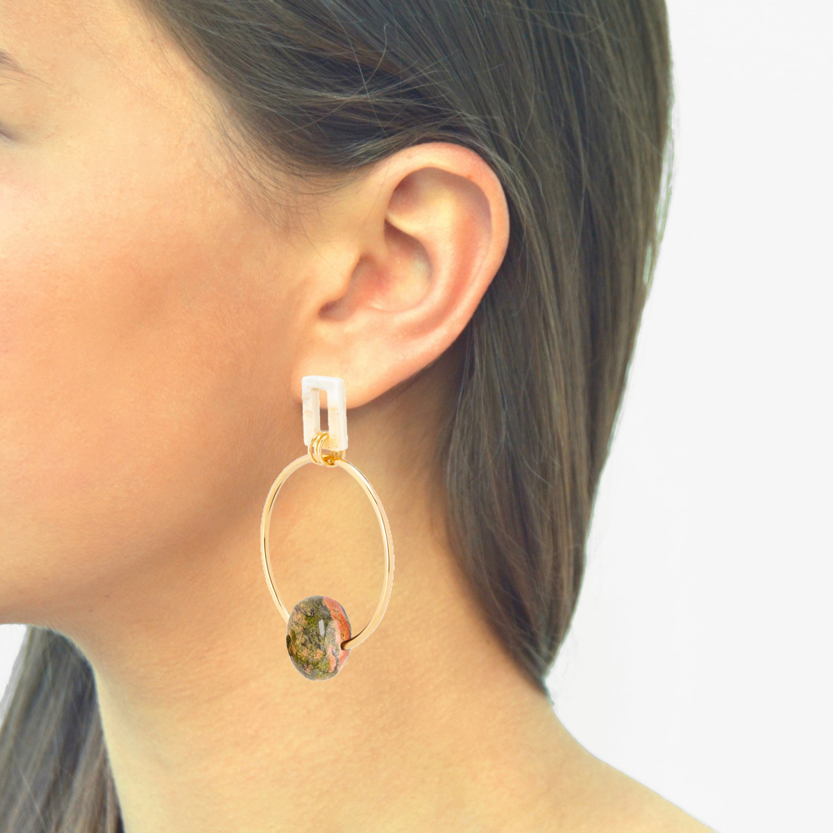 ADARA UNAKITE DOORKNOCKER EARRINGS
