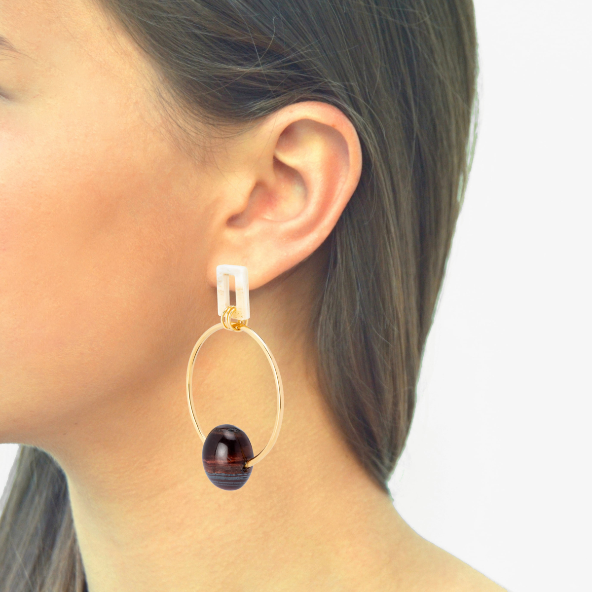 ADARA RED TIGER EYE DOORKNOCKER EARRINGS