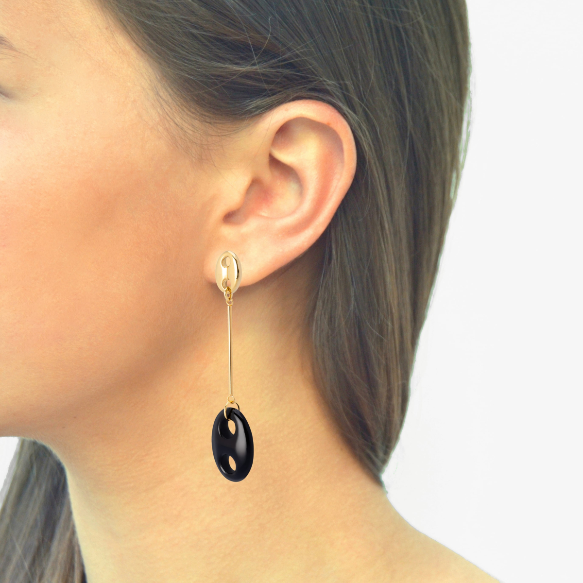 PACIFICO ONYX MARINE LINK EARRINGS