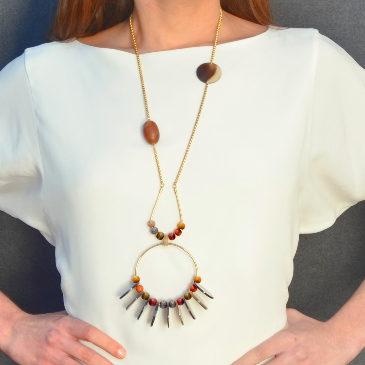 LEONARDO CERAMIC AND HORN NECKLACE