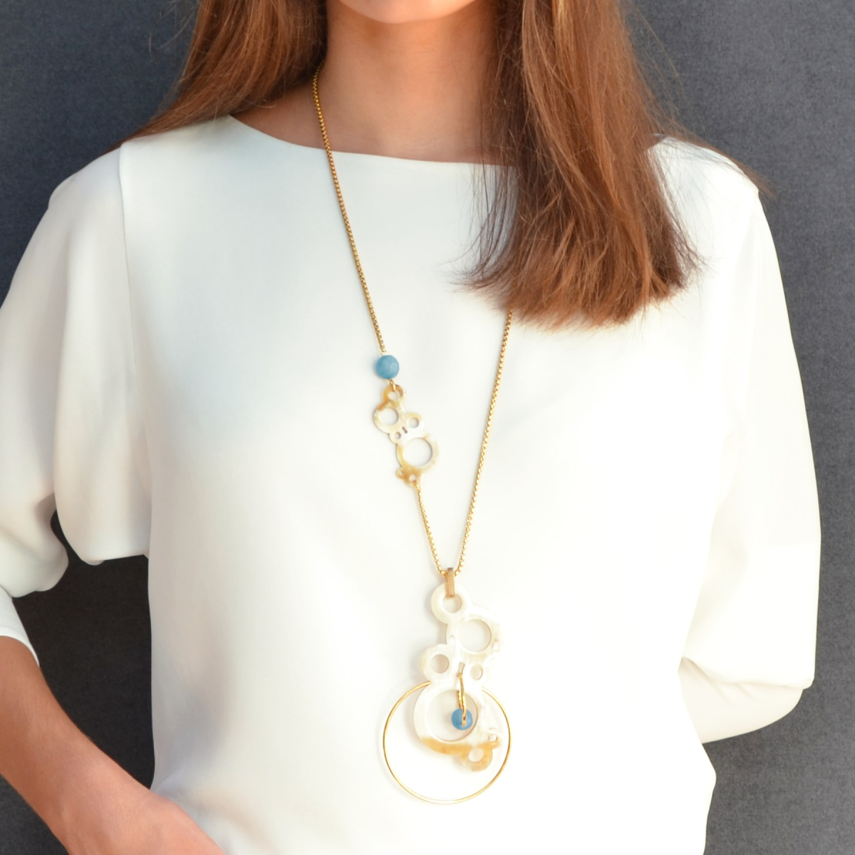 DARIA HORN BUBBLES  NECKLACE TURQUOISE