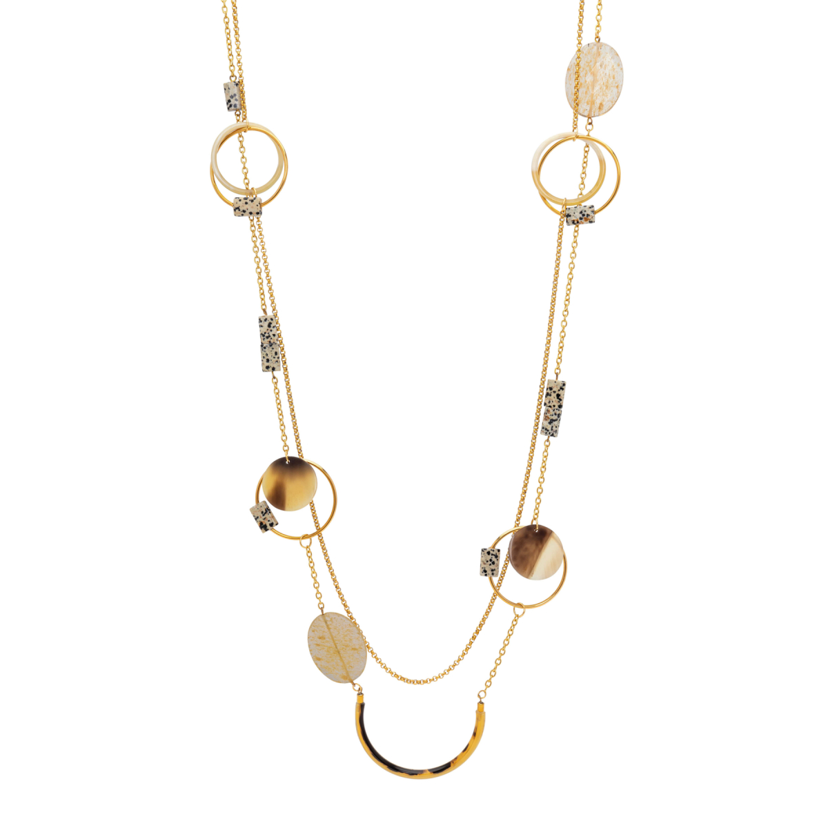 MILO DALMATIAN JASPER AND HORN NECKLACE