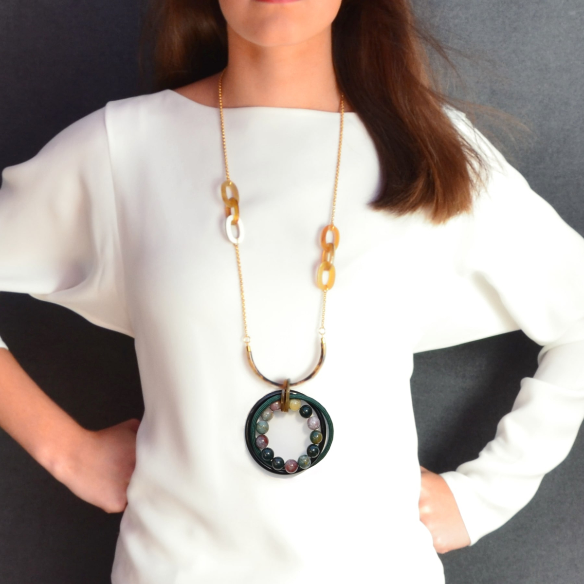 OLIMPIC INDIAN JASPER LOVE KNOT NECKLACE