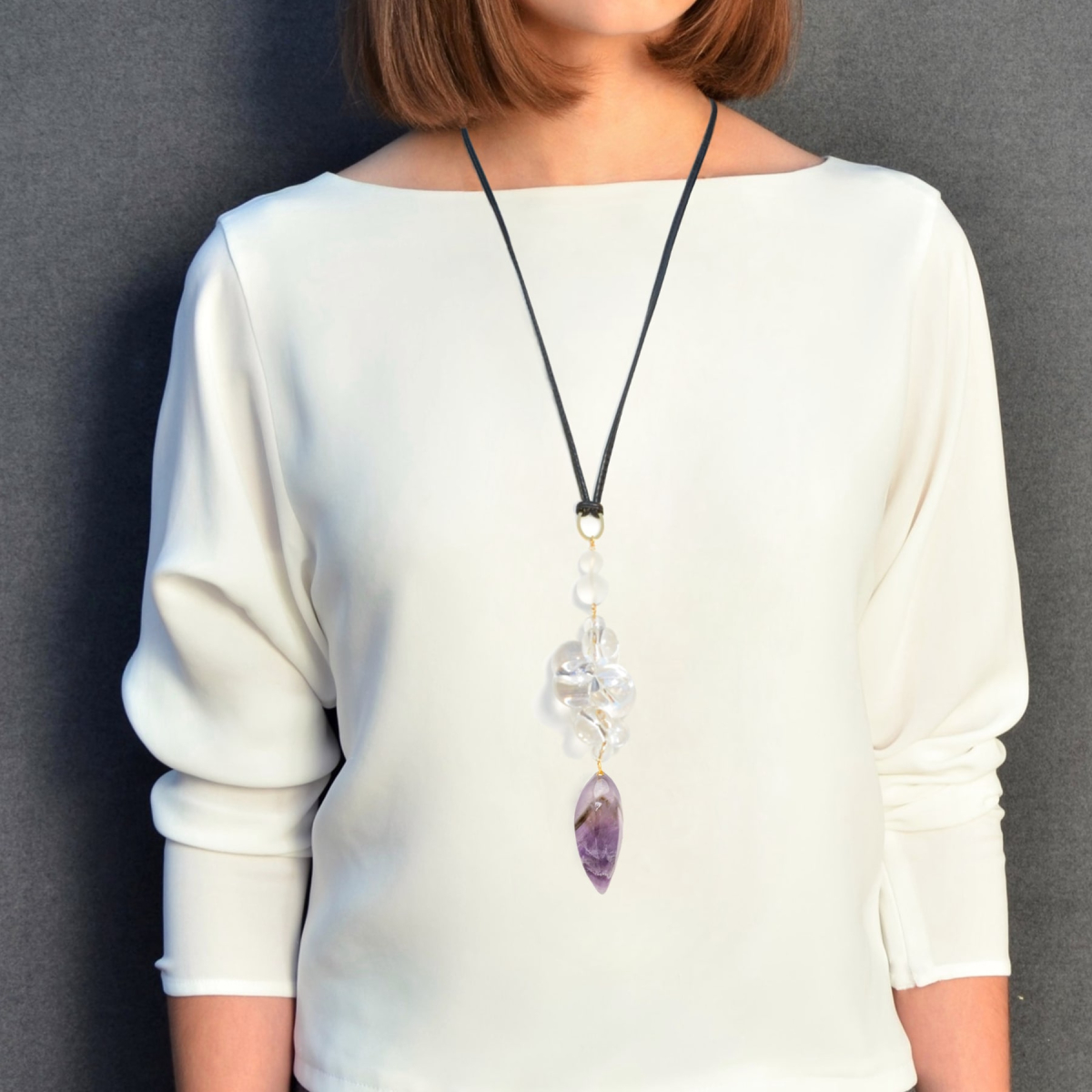 BRUNELLA RESIN BUBBLE NECKLACE PURPLE