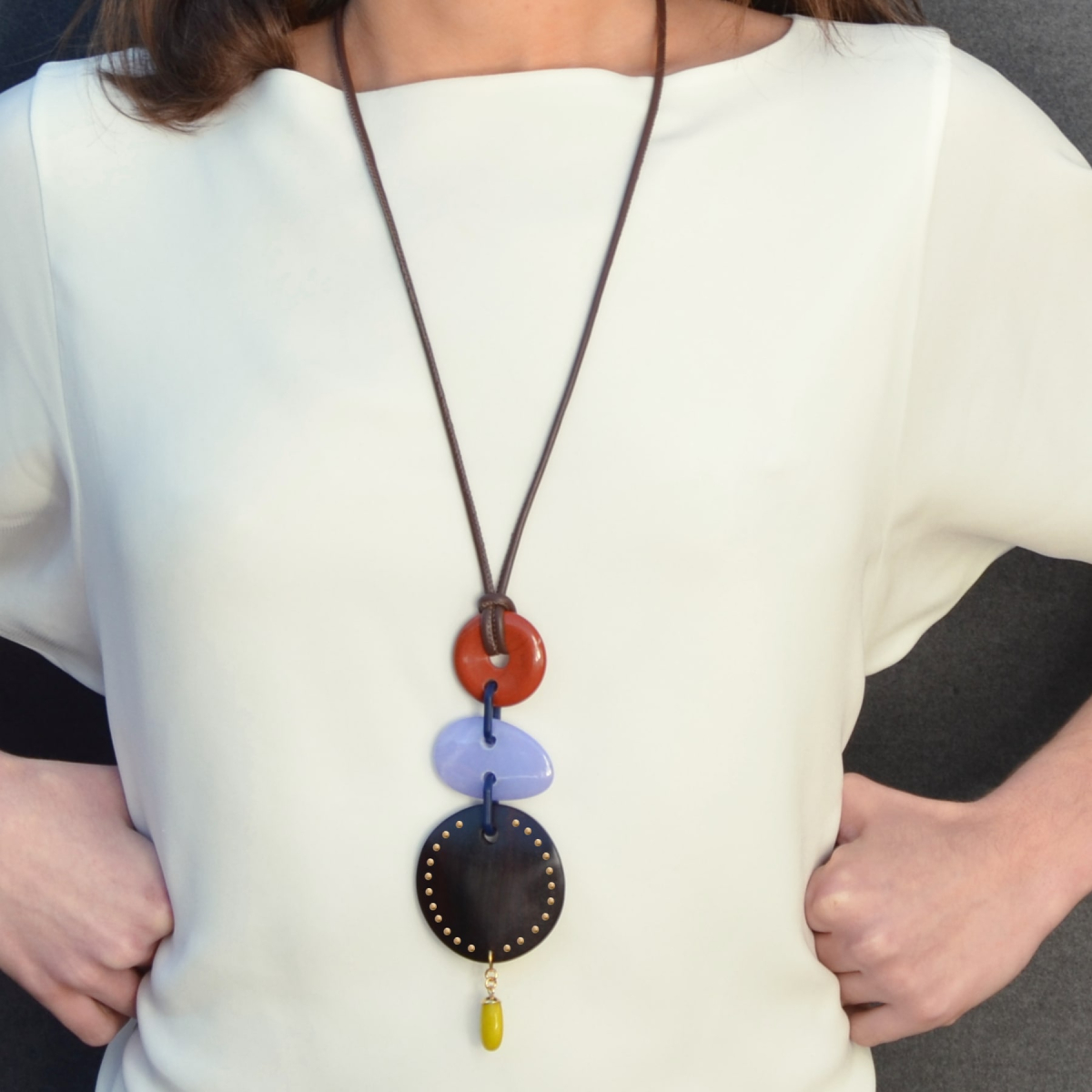 ALINE STUDDED EBONY NECKLACE