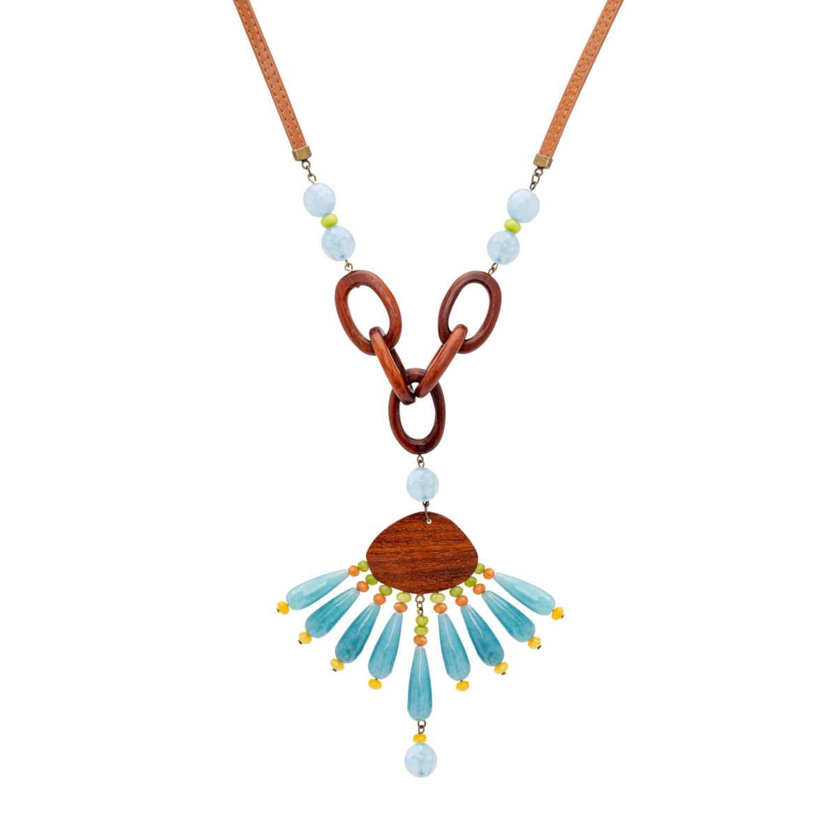 INGRID BLUE AGATE TEARDROP LONG NECKLACE