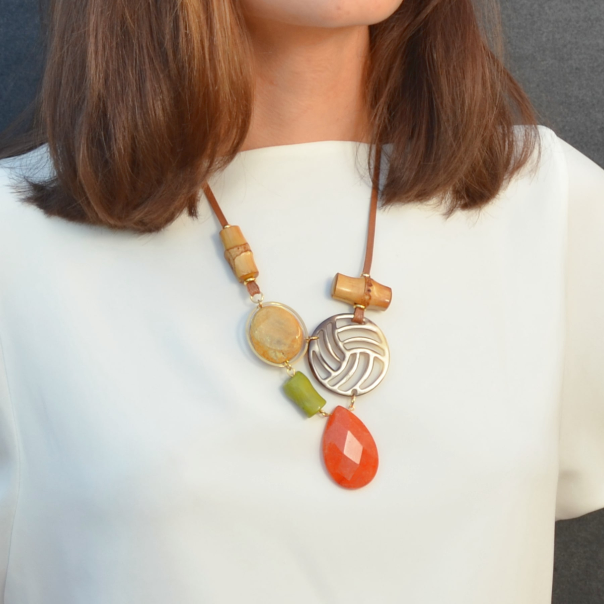OLIVIA HORN AND BAMBOO SHORT NECKLACE